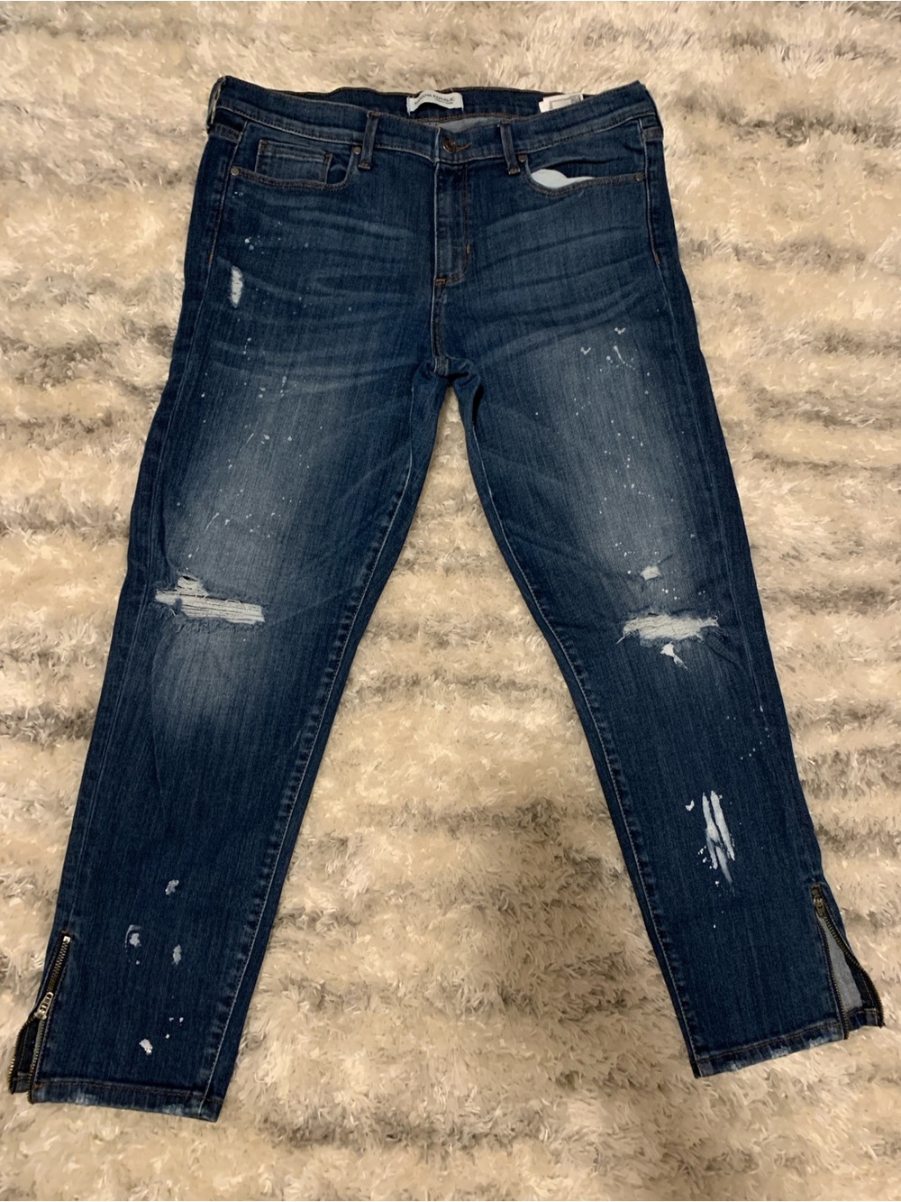 Banana Republic Dark Blue Distressed Cropped Jeans